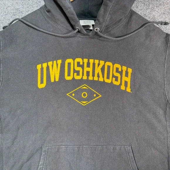 Champion Reverse Weave UW Oshkosh Hoodie Mens XL Black Collegiate Sweatshirt VTG - Picture 5 of 12